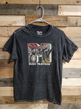 MTV Black Graphic Tee with Red and Yellow Logo